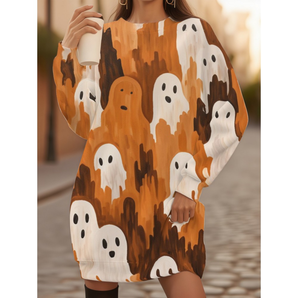 Stylish up the Ante Ladies Jumper with a 3D Orange Background, Perfect for Halloween. Made from Polyester, This Casual Sweatshirt Is Perfect for Fall and Winter with Long Sleeves and a Sport Dress.