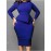 Plus-Size Women's Elegant Slim-Fit Wrap Dress - Navy Blue Pencil Skirt & A-Line Silhouette, Structured Waist-Cinching Office Church Wedding Guest Dress, Machine Washable Work Attire (No) for Year-Round Wear