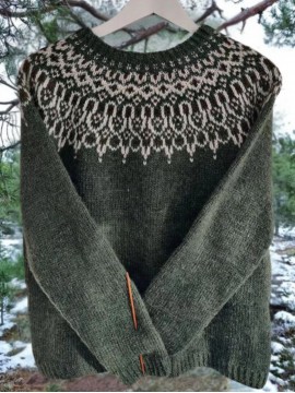 Plus Size Women's Autumn and Winter Crew Neck Color-Block Loose Fashion Jacquard Design Long Sleeve Warm Pullover Sweater