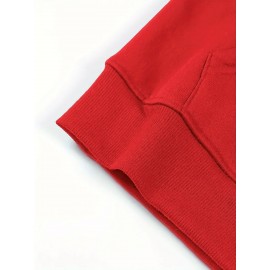 Women's 'I'm Fine, Everything's Fine' Letter and Cat Print Hooded Zipper Jacket- Long Sleeve Casual Sportswear with Pockets, Machine Washable, Bright Pink for Autumn and Winter