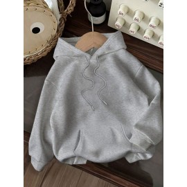 Women's Oversized Grey Bear Face & Joyful Face Full-Body Print Hooded Sweatshirt - Cute Bear Graphic Sweater, Relaxed H-Line Fit, Machine Washable Casual Streetwear for all-Season (Pullover Hoodie)