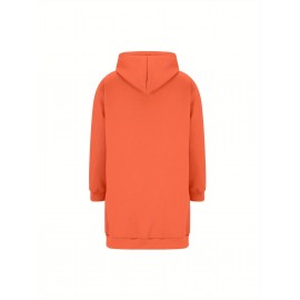 Women's Full-Zip Hooded Fleece Jacket - Double Zipper Winter Coat, Hooded Collar & H-Line Silhouette, Thick Warm Outerwear for Skiing, Snowboarding, Casual Wear - Machine Washable (No Belt) - All-Season Fleece Sweater