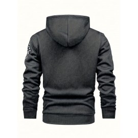 Men's Simple Printed Jacket, Everyday Coat, Seasonal Fashion, Stylish Outerwear, Trendy Coat, Warm Material, Lightweight Jacket, Printed Outerwear, Men's Fashion