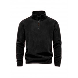 Navy Half-Zip Stand-Collar Top Warm Casual-Style Daily Outfit Comfortable Piece