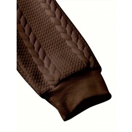 Men's Brown Hooded Jacket - Casual Zip-Up Winter Coat with Pockets, All-Season Polyester Outerwear, Golden-Tone Corduroy-Like Pocket Accent & Hooded Collar, Hand Wash/Dry Clean - Versatile for Smart-Casual & Formal Wear