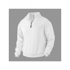 Light and Casual Men's Jacquard Collar Pullover Shirt for Men, Men's Casual Half-zip Loose Style Top