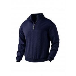 Light and Casual Men's Jacquard Collar Pullover Shirt for Men, Men's Casual Half-zip Loose Style Top
