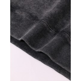 Men's Heavyweight 400gsm Washable Cotton Hoodie - Y2K Gothic Streetwear Sweatshirt with Skull & Chains Print, Grey/Black Oversized Pocket Pullover, Machine Washable Long Sleeve Hooded Sweater for Spring/Fall Casual Wear