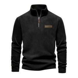 New Half-Zip Men's Top, Stand Collar Half-Zip Long Sleeve Pullover