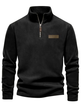 New Half-Zip Men's Top, Stand Collar Half-Zip Long Sleeve Pullover