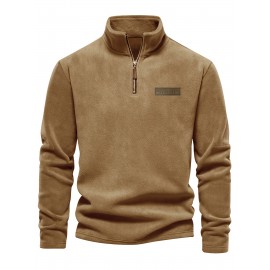 New Half-Zip Men's Top, Stand Collar Half-Zip Long Sleeve Pullover