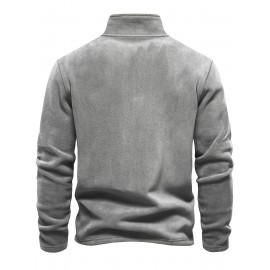 New Half-Zip Men's Top, Stand Collar Half-Zip Long Sleeve Pullover
