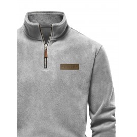 New Half-Zip Men's Top, Stand Collar Half-Zip Long Sleeve Pullover