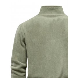 New Half-Zip Men's Top, Stand Collar Half-Zip Long Sleeve Pullover