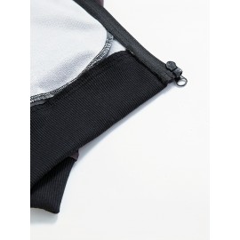 Men's Spring/Summer Baseball Collar Jacket, Lock Edge Lightweight Jacket, Knitted Polyester Braid Micro Elastic Feather Printed Jacket, Lightweight Fashion Casual Jacket, College Style Jacket