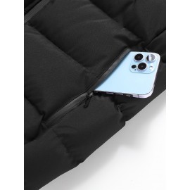 Men's Casual Sleeveless Stand Collar Vest, Thickened Warm Sweater, Autumn Winter Solid Color Zip-up Jacket, Coldproof Outdoor Top, Graphene Warmth, Fashion Webbing, Suitable for Daily Activities, Holiday Gift