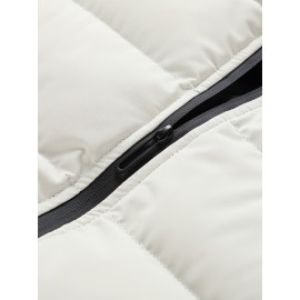 Men's Casual Sleeveless Stand Collar Vest, Thickened Warm Sweater, Autumn Winter Solid Color Zip-up Jacket, Coldproof Outdoor Top, Graphene Warmth, Fashion Webbing, Suitable for Daily Activities, Holiday Gift