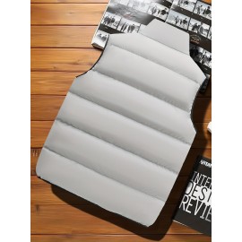 Men's Casual Sleeveless Stand Collar Vest, Thickened Warm Sweater, Autumn Winter Solid Color Zip-up Jacket, Coldproof Outdoor Top, Graphene Warmth, Fashion Webbing, Suitable for Daily Activities, Holiday Gift