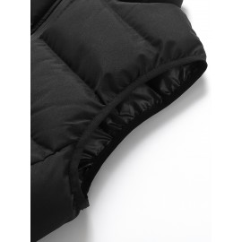 Men's Casual Sleeveless Stand Collar Vest, Thickened Warm Sweater, Autumn Winter Solid Color Zip-up Jacket, Coldproof Outdoor Top, Graphene Warmth, Fashion Webbing, Suitable for Daily Activities, Holiday Gift