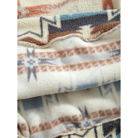 Men's -Lined Abstract Ethnic Print Stand Collar Sweatshirt Jacket - Soft Fabric, Relaxed Drop Shoulder Sleeves, Versatile Kangaroo Pocket Design, Warm Autumn/Winter Top | Street Style Trend | Comfortable Casual Autumn/Winter Fashion Versatile