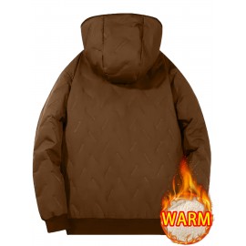 1pc - Men'S Hooded Long-Sleeve Jacket for Autumn/Winter, Featuring a Plush Lining, Ideal for Casual Wear with Pockets, Perfect for Outdoor Activities, Daily Commuting, Running, Fitness, Travel, Hiking, Work Attire, And As Gifts