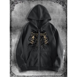 Popular Original Skull Zip-Up Hoodie, a stylish streetwear choice for casual occasions, perfect to pair with trendy outfits