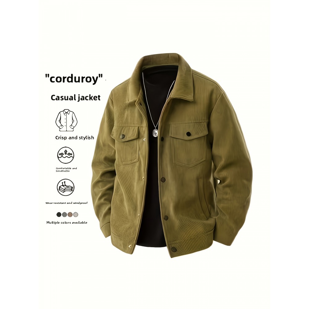 Pearson OBM Autumn/Winter New Men's Vintage Corduroy Workwear Jacket, Trend Texture Versatile Outer Coat for Stylized Gentlemen