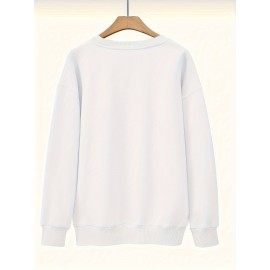 Elegant Women'S Game Day Crew Neck Sweatshirt | 260g, Long Sleeve, Geometric-Pattern, FallWinter Collection, Casual Style, Regular Fit