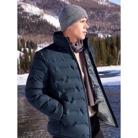 Men'S Stand Collar Thin Jacket | Casual Style, Regular Fit, Filler, Pocket Details, Autumn-Winter Trendy Short Coat