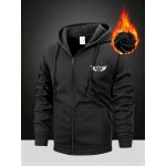 Men'S Fleece Hooded Jacket for Autumn And Winter, Featuring a Print Design of Wings And a Crown, Warm And Comfortable with Skin-Friendly Front Pockets And a Full Zipper. This Stylish And Versatile Hoodie Is Machine Washable And Available in Various