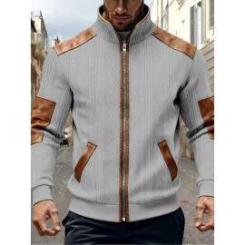 Men'S Jacquard Coat for Fall And Winter, Ideal for Relaxed Outdoor Use, Cardigan Style