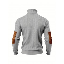 Men'S Jacquard Coat for Fall And Winter, Ideal for Relaxed Outdoor Use, Cardigan Style