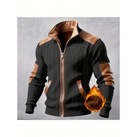 Men'S Jacquard Coat for Fall And Winter, Ideal for Relaxed Outdoor Use, Cardigan Style