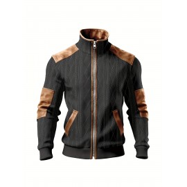 Men'S Jacquard Coat for Fall And Winter, Ideal for Relaxed Outdoor Use, Cardigan Style