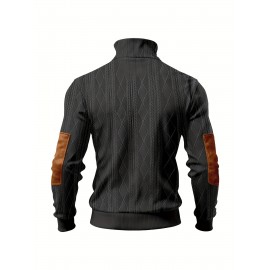 Men'S Jacquard Coat for Fall And Winter, Ideal for Relaxed Outdoor Use, Cardigan Style