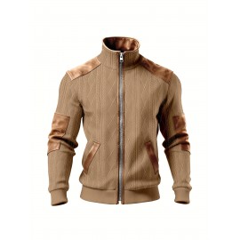 Men'S Jacquard Coat for Fall And Winter, Ideal for Relaxed Outdoor Use, Cardigan Style