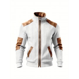 Men'S Jacquard Coat for Fall And Winter, Ideal for Relaxed Outdoor Use, Cardigan Style