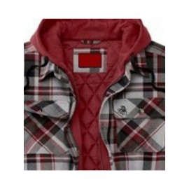 Men'S Heavyweight Thermal Insulated Hooded Jacket - Winter Coat with Full-Zip Closure, Relaxed Fit Plaid Outerwear, Full-Zip Front, & Warm Insulation for Cold Weather, Casual & Formal Outfits (Brown/Red/Tan) - Ideal for Everyday & Formal Events