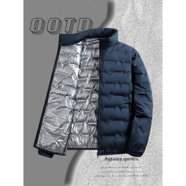 Men'S Stand Collar Thin Jacket | Casual Style, Regular Fit, Filler, Pocket Details, Autumn-Winter Trendy Short Coat